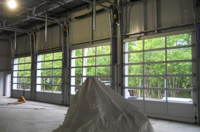 Full view garage door inside facing